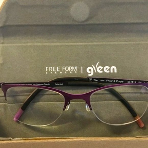 Green Free Form Eyewear Purple Titanium Frames - Picture 2 of 7